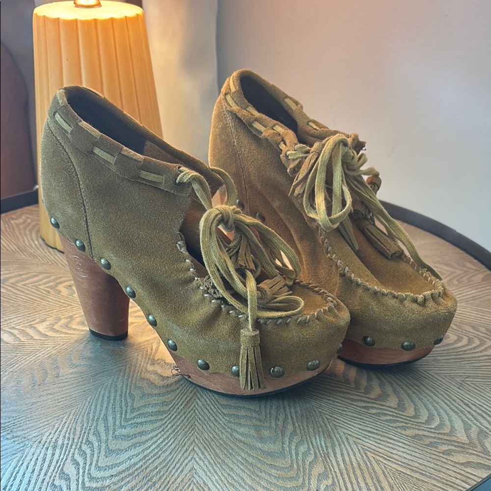 Flogg Tan Suede Platform Booties